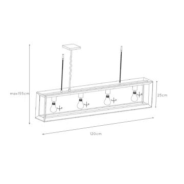 Lucide 73402/04/15 – Lühter THOR 4×E27/60W/230V