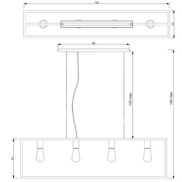 Lühter FRAME 4xE27/60W/230V vask