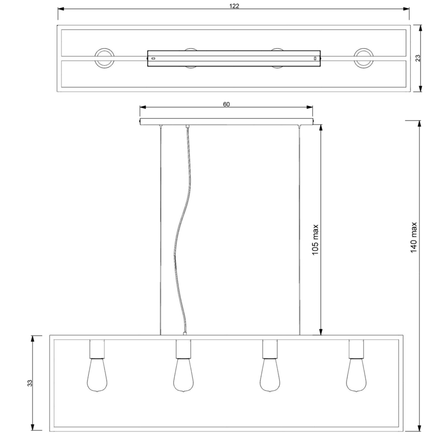 Lühter FRAME 4xE27/60W/230V vask