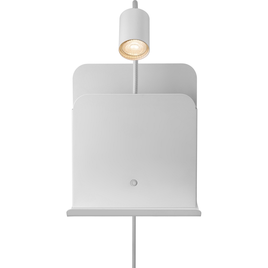 Nordlux - Kohtvalgusti seinale riiuliga ja USB ROOMI 1xGU10/8W/230V valge