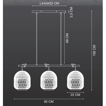 Nordlux - Lühter HISOKA 3xE27/40W/230V must/bambus