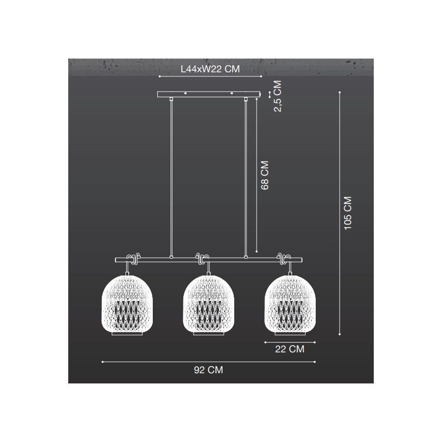 Nordlux - Lühter HISOKA 3xE27/40W/230V must/bambus