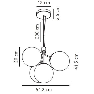 Nordlux - Lühter IVONA 4xE27/28W/230V must