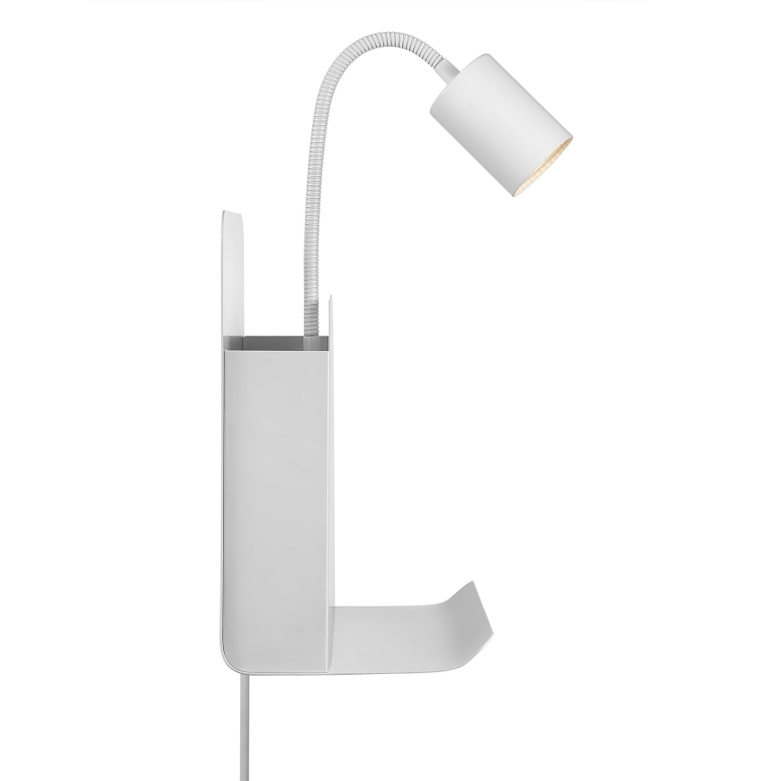 Nordlux - Kohtvalgusti seinale riiuliga ja USB ROOMI 1xGU10/8W/230V valge