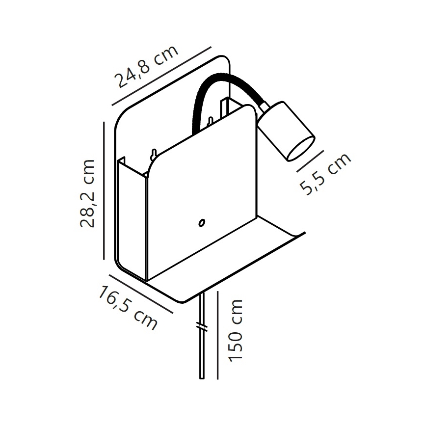 Nordlux - Kohtvalgusti seinale riiuliga ja USB ROOMI 1xGU10/8W/230V valge