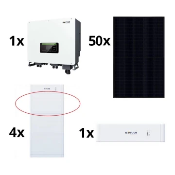 Päikesepaneeli komplekt SOFAR Solar - 20kWp panel RISEN Full Black + 20kW SOLAX muundur 3p + 20 kWh patarei SOFAR akujuhtumise üksusega