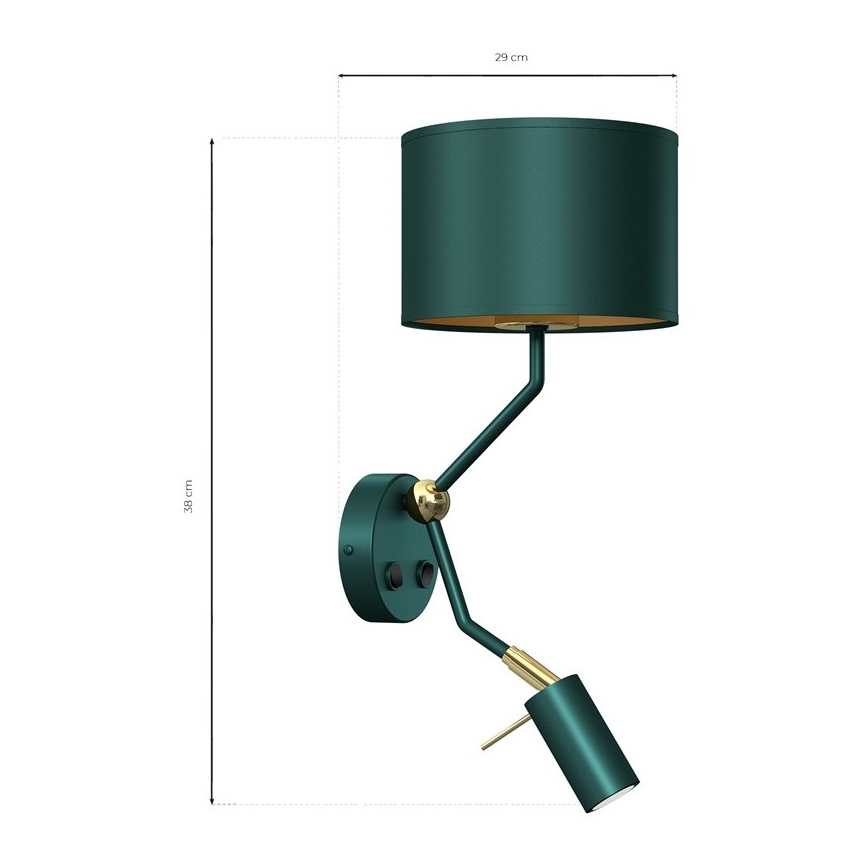 Paindlik lamp VERDE 1xE27/60W/230V + 1xGU10-MR11/7W roheline