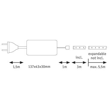 Paulmann 70666 - LED/20W IP44 Valgusriba vannituppa MAXLED 3m 230V