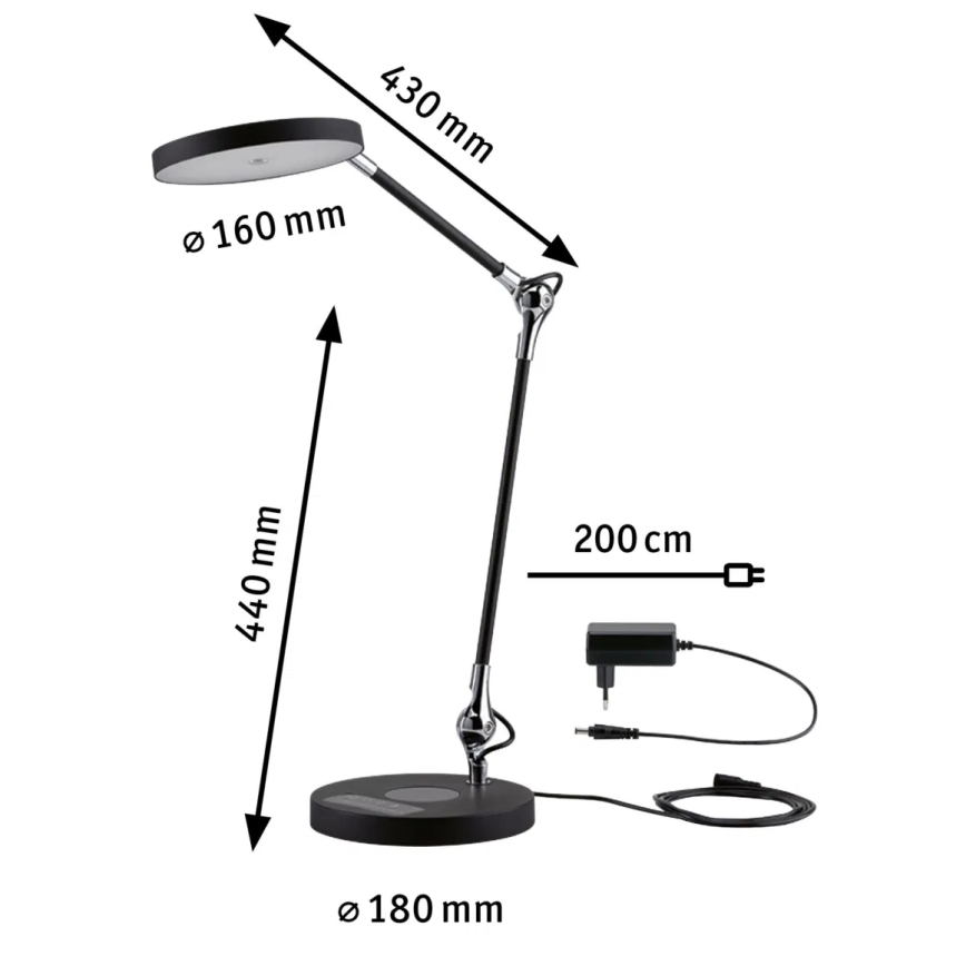 Paulmann 78010 - LED/11W Hämardatav puutetundlik laualamp NUMIS 230V 2700/4000/6500K must