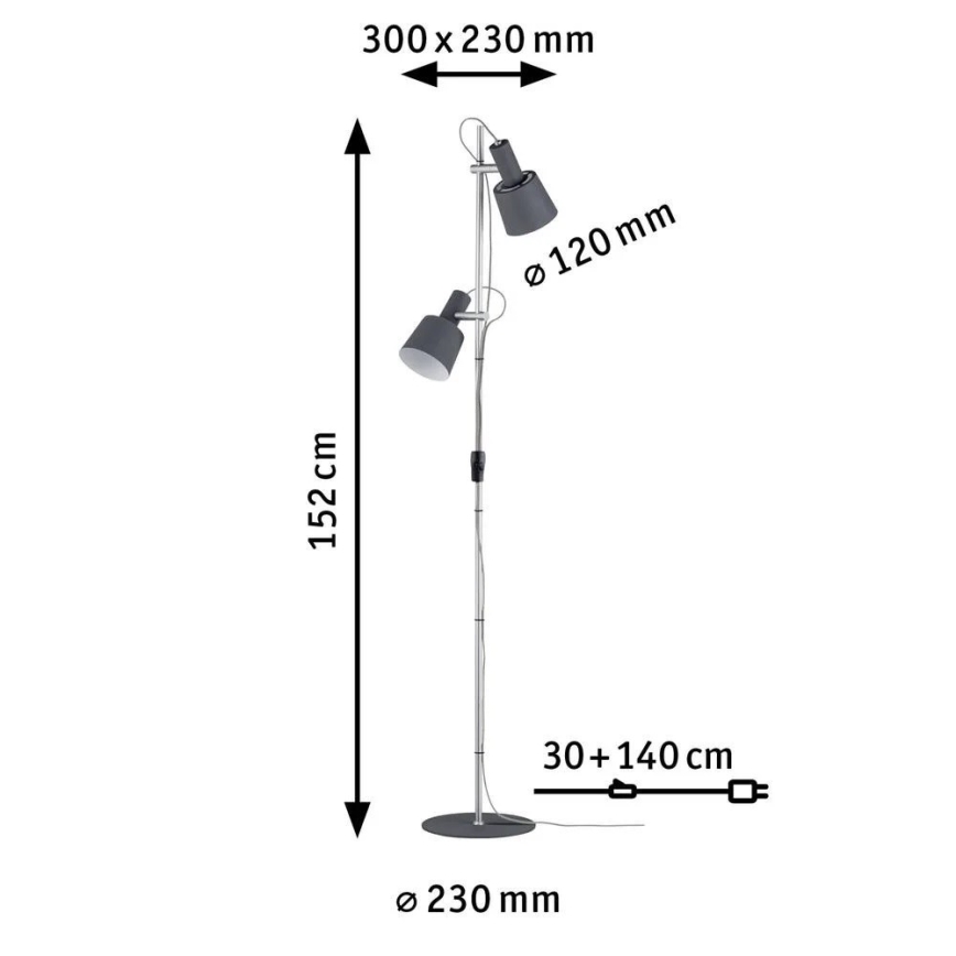 Paulmann 79690 - 2xE14/20W Põrandalamp NEORDIC HALDAR 230V