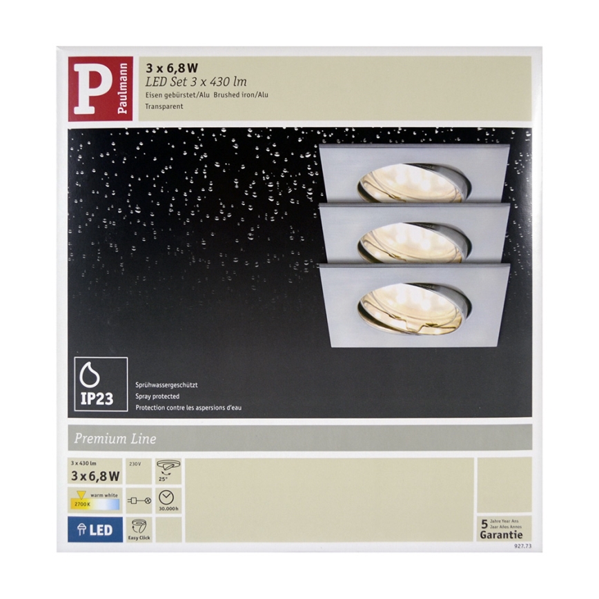 Paulmann 92773 - KOMPLEKT 3x LED/6,8W Süvistatav valgusti vannituppa COIN 230V