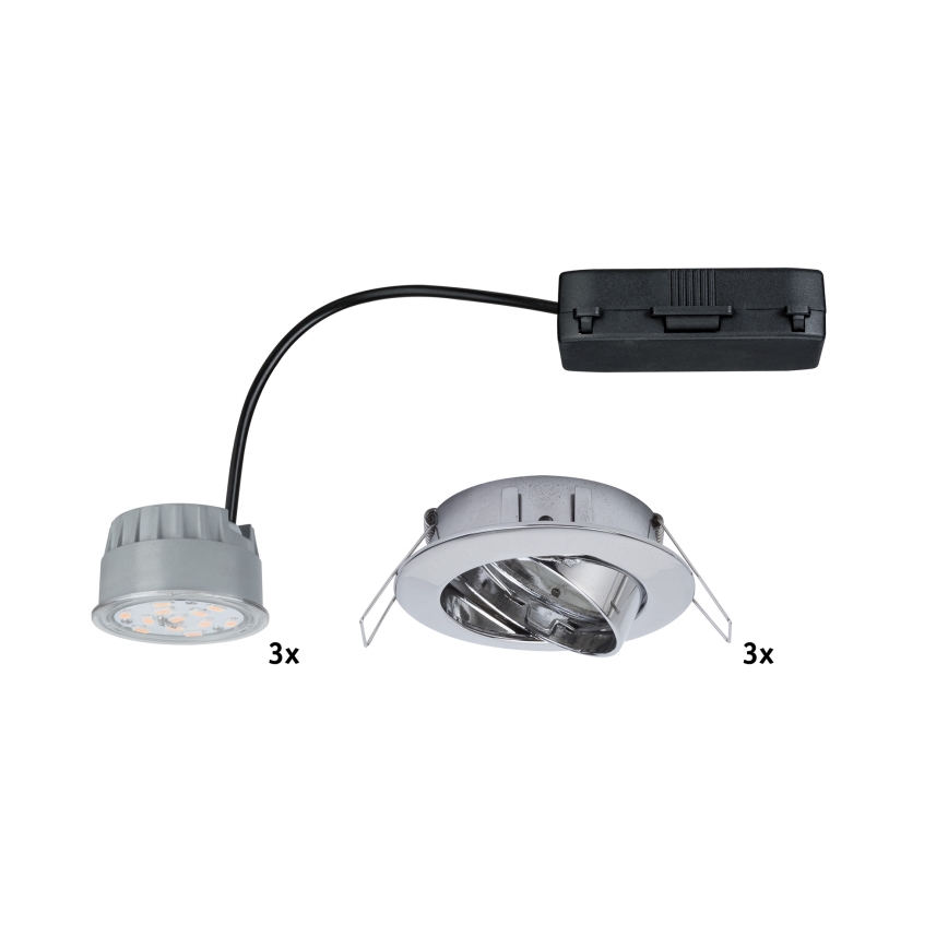 Paulmann 92821 - KOMPLEKT 3x LED/7W IP23 Hämardatav süvistatav valgusti vannituppa COIN 230V