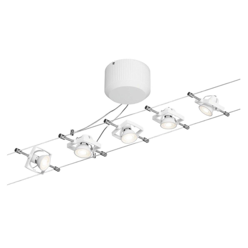 Paulmann 94149 - KOMPLEKT 5xGU5,3/10W Kohtvalgusti nöörisüsteemile TECH 230V valge