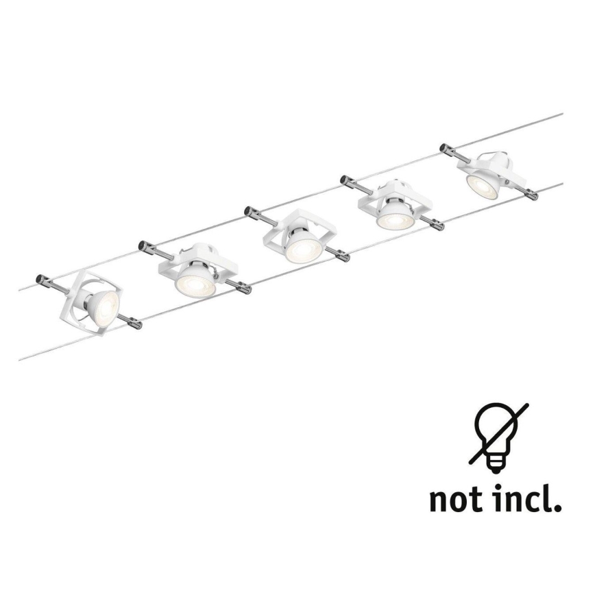 Paulmann 94149 - KOMPLEKT 5xGU5,3/10W Kohtvalgusti nöörisüsteemile TECH 230V valge