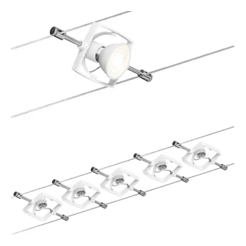 Paulmann 94149 - KOMPLEKT 5xGU5,3/10W Kohtvalgusti nöörisüsteemile TECH 230V valge