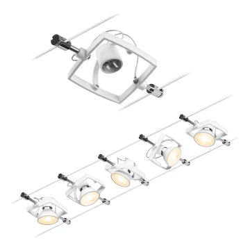 Paulmann 94432 - KOMPLEKT 5xGU5,3/10W Kohtvalgusti nöörisüsteemile MAC 230V valge