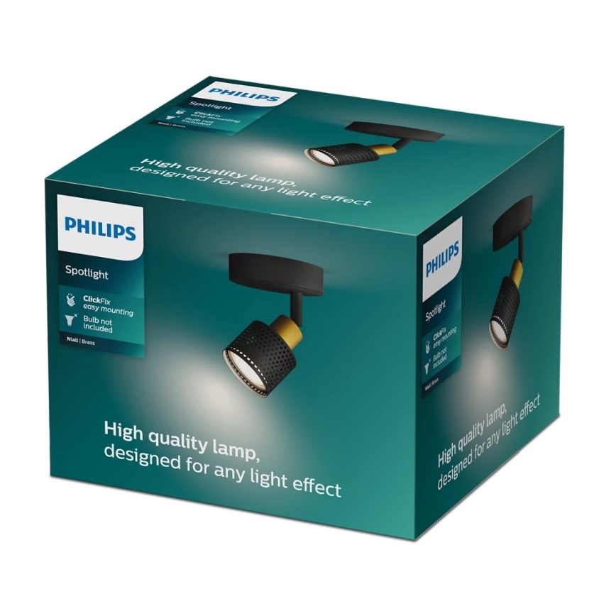 Philips - Kohtvalgusti NIALL 1xGU10/5W/230V must/messing