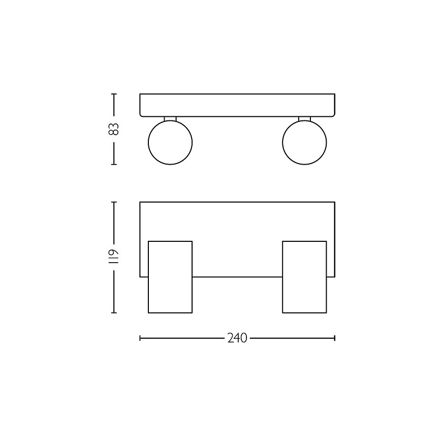 Philips - Kohtvalgusti vannituppa IDRIS 2xGU10/5W/230V IP44 must