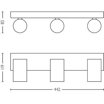 Philips - Kohtvalgusti vannituppa IDRIS 3xGU10/5W/230V IP44 must