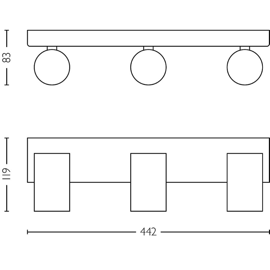 Philips - Kohtvalgusti vannituppa IDRIS 3xGU10/5W/230V IP44 must