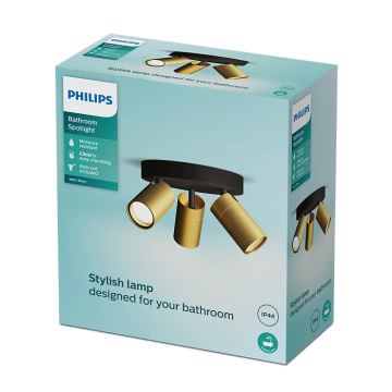 Philips - Kohtvalgusti vannituppa IDRIS 3xGU10/5W/230V IP44 must/kuldne