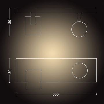 Philips - LED Hämardatav kohtvalgusti Hue RUNNER 2xGU10/4,2W/230V 2200-6500K + kaugjuhtimispult must