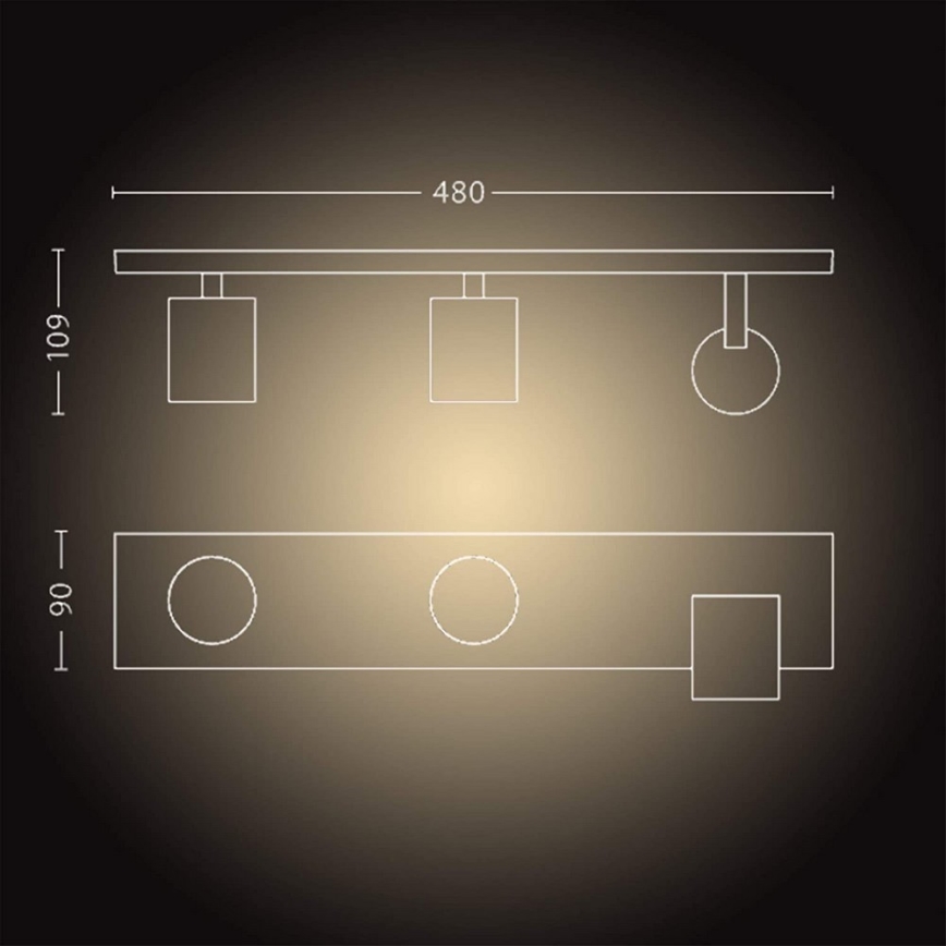 Philips - LED Hämardatav kohtvalgusti Hue RUNNER 3xGU10/4,2W/230V 2200-6500K + kaugjuhtimispult must