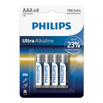 Philips LR03E4B/10-4 tk leelispatareid AAA ULTRA ALKALINE 1,5V 1250mAh