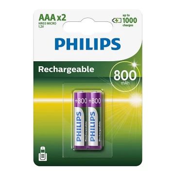Philips R03B2A80/10-2 tk Laetavad patareid AAA MULTILIFE NiMH/1,2V/800 mAh