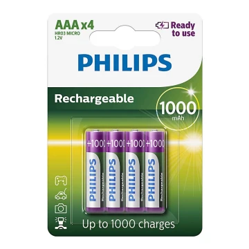 Philips R03B4RTU10/10-4 tk taaslaetavad patareid AAA MULTILIFE NiMH/1,2V/1000 mAh