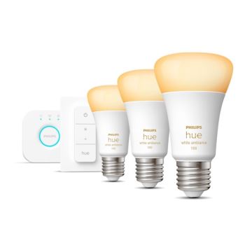 Põhikomplekt Philips Hue White Ambiance 3xE27/8W 2200-6500K + seade ühendamiseks ja kaugjuhtimispult