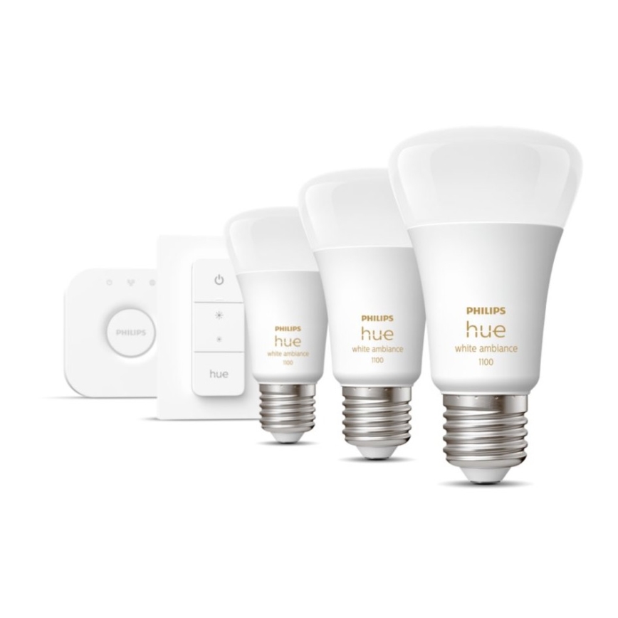 Põhikomplekt Philips Hue White Ambiance 3xE27/8W 2200-6500K + seade ühendamiseks ja kaugjuhtimispult