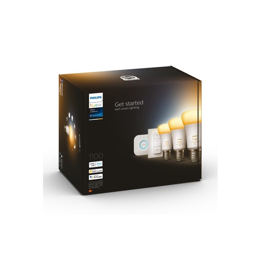 Põhikomplekt Philips Hue White Ambiance 3xE27/8W 2200-6500K + seade ühendamiseks ja kaugjuhtimispult