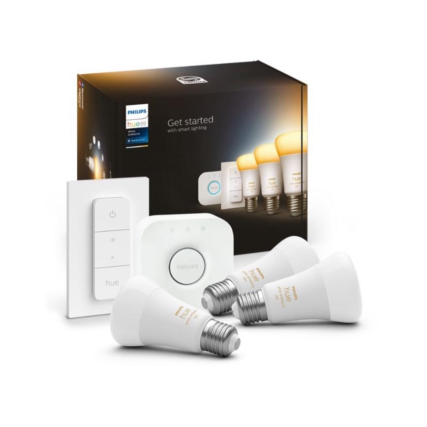 Põhikomplekt Philips Hue White Ambiance 3xE27/8W 2200-6500K + seade ühendamiseks ja kaugjuhtimispult