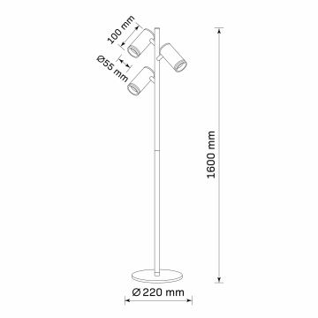 Põrandalamp PARIIS 3xGU10/12W/230V must