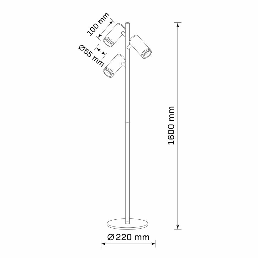 Põrandalamp PARIIS 3xGU10/12W/230V must