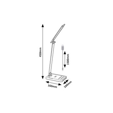 Rabalux 74213 - LED Hämardatav paindlik laualamp juhtmevaba laadijaga QI ja USB LED/5W/5V 3000-6500K