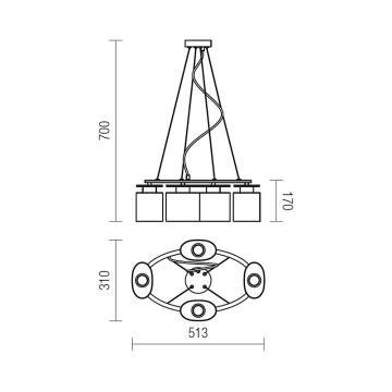 Redo 01-1030 - Lühter SHAPE 4xE14/28W/230V