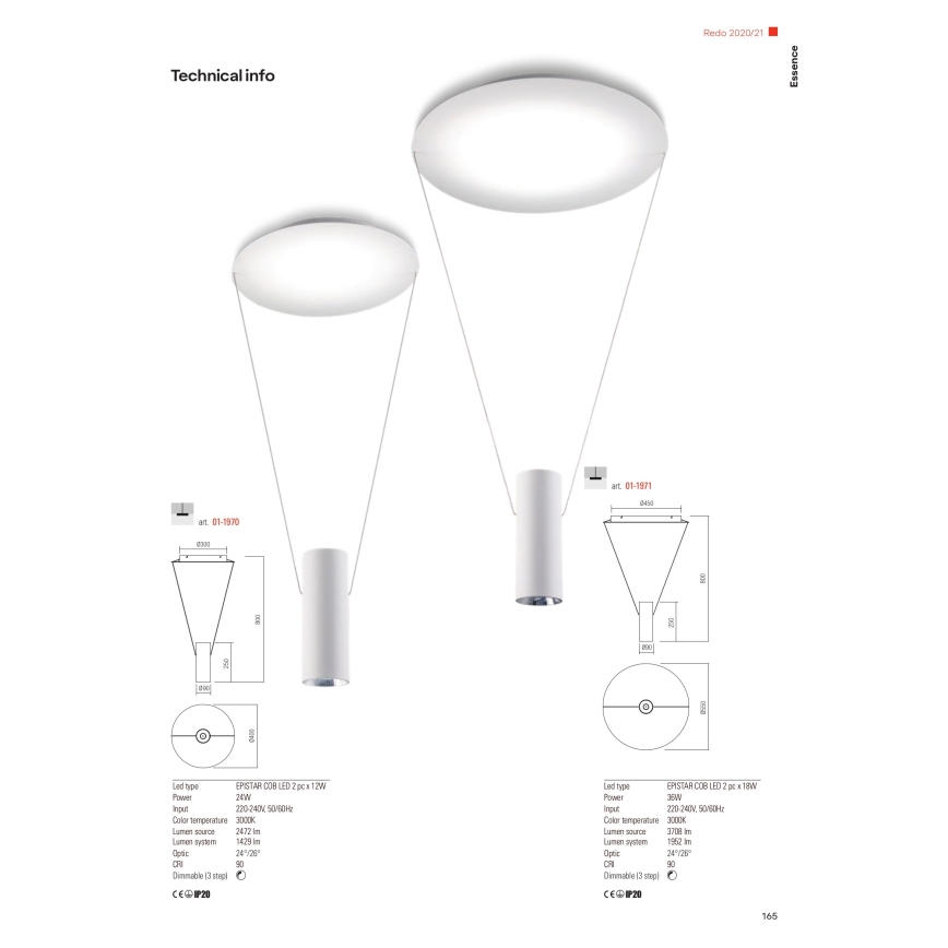 Redo 01-1971 - LED Hämardatav lühter ESSENCE LED/36W/230V CRI 90 3000K valge