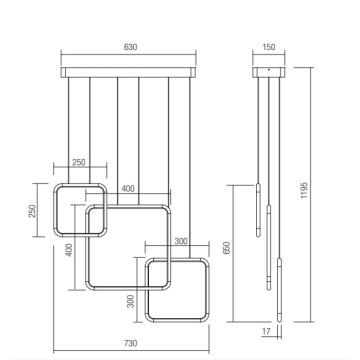 Redo 01-2098 - LED Hämardatav lühter THAI LED/66W/230V 3000K must