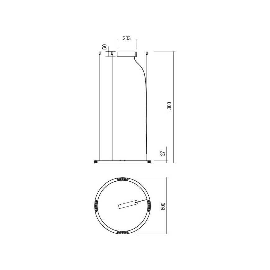 Redo 01-2203 - LED Lühter UNION LED/34W/230V CRI 90 3000K d. 60 cm kuldne