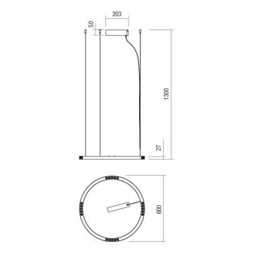 Redo 01-2204 - LED Lühter UNION LED/34W/230V CRI 90 3000K d. 60 cm must