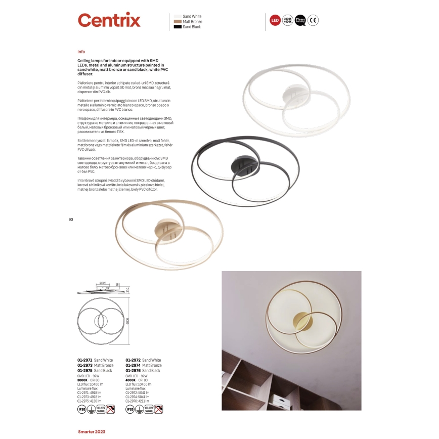 Redo 01-2973 - LED Laevalgusti CENTRIX LED/92W/230V pronks