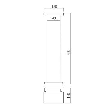 Redo 90536 - LED Päikesepaneeliga valgusti anduriga TAIYO LED/2W/3,7V 3000K IP54 antratsiit