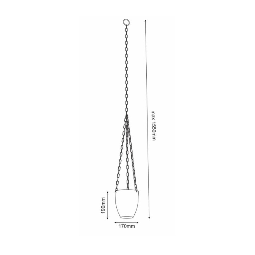 Rippuv lillepott 155x17 cm valge