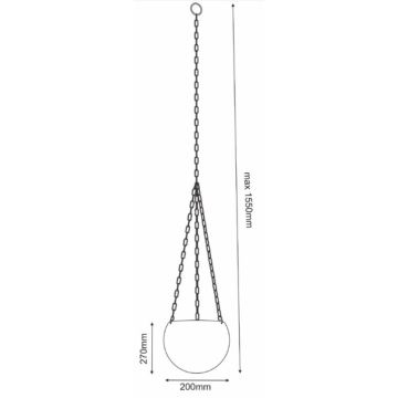 Riputatav lillepott 155x20 cm valge