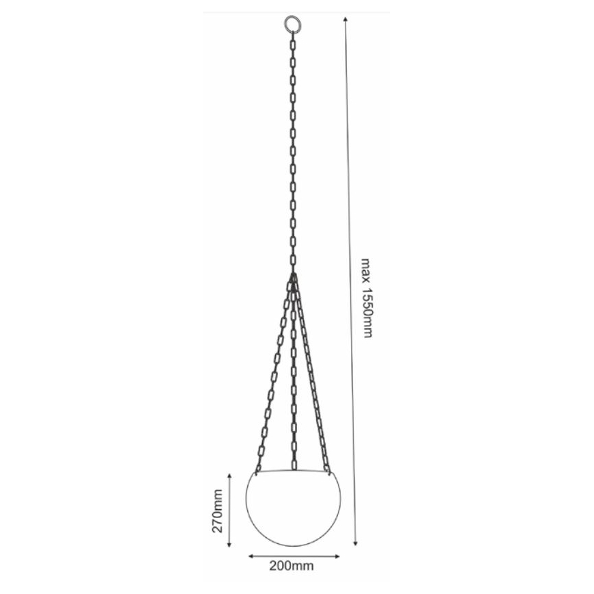 Riputatav lillepott 155x20 cm valge