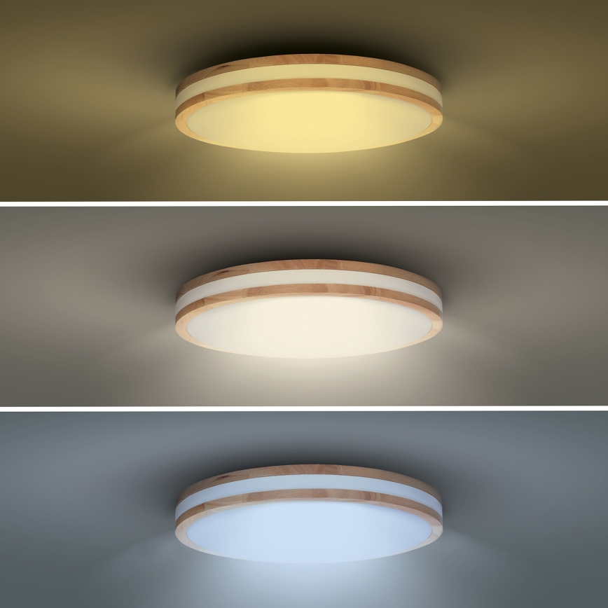 LED Hämardatav laevalgusti WOODY LED/48W/230V 3000-6500K tamm d. 38 cm + kaugjuhtimispult