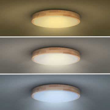 LED Hämardatav laevalgusti SOLID OAK LED/48W/230V 3000-6500K tamm d. 39 cm + kaugjuhtimispult