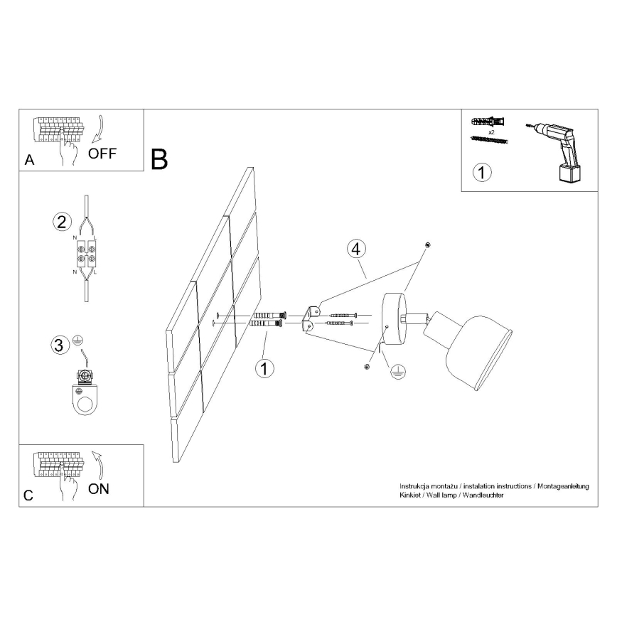 Kohtvalgusti seinale ELBA 1xE27/15W/230V must